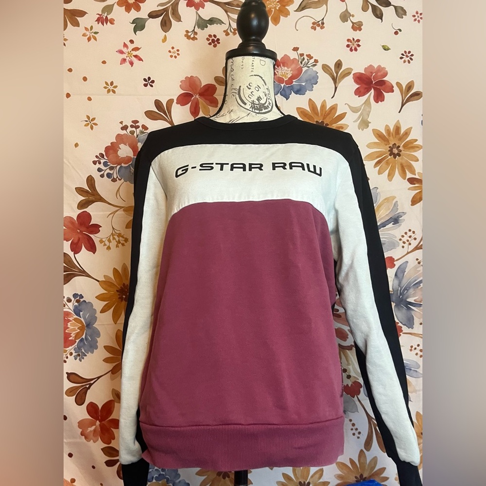 G-Star Raw Mens Unisex S Swondo Block Black Pink White Streetwear Sweatshirt